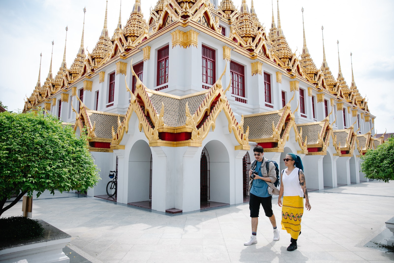 Tourists Visiting the Metal Castle in Bangkok Thailand
