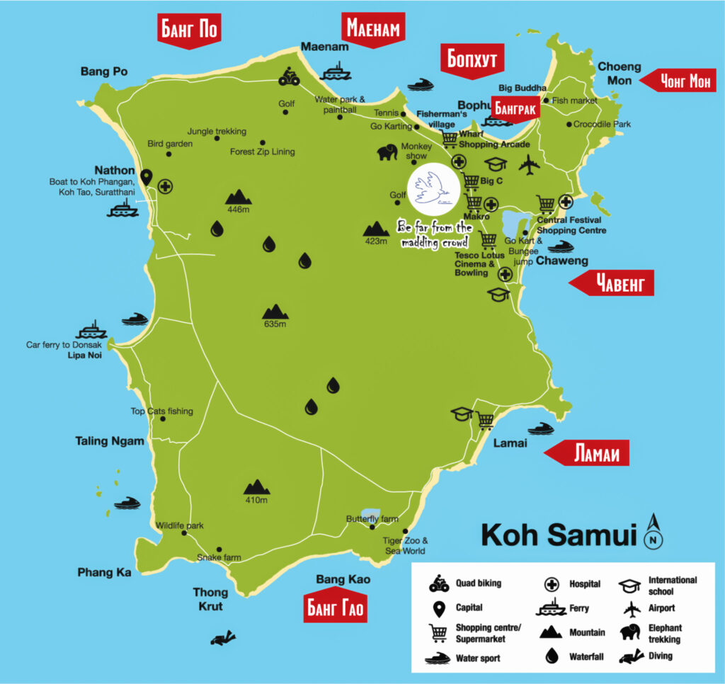 Карта лучших пляжей Самуи